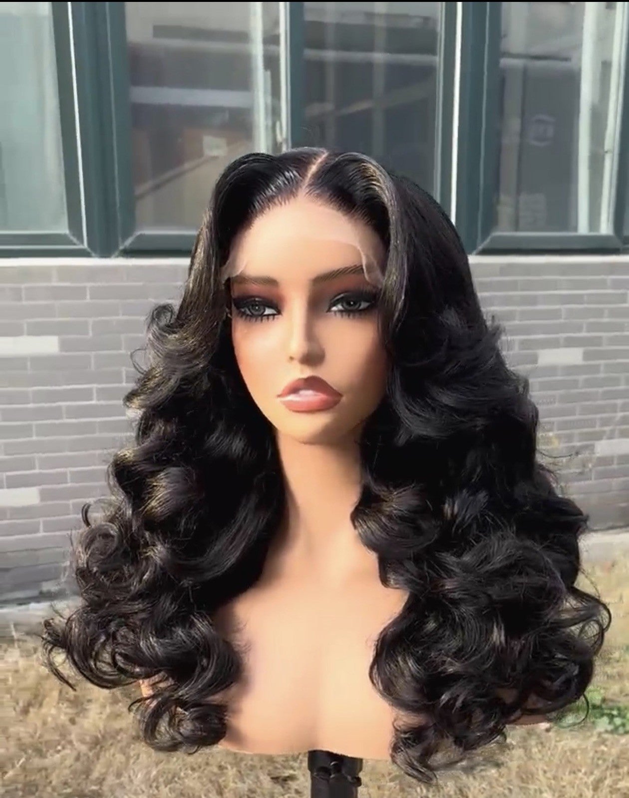 Pre Styled Layered Cut Bouncy Curly Human Hair Glueless 250% Full Density Wig