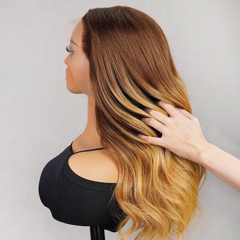 Human Hair Wigs Lace Front Honey Blond Body Wave Women Wig UK-Human hair wig-Chic Luxe Hair