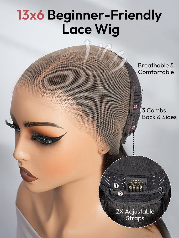Lagos Hairline Pre Styled Glueless Side Part Loose Wave Human Hair 250% Full Wig