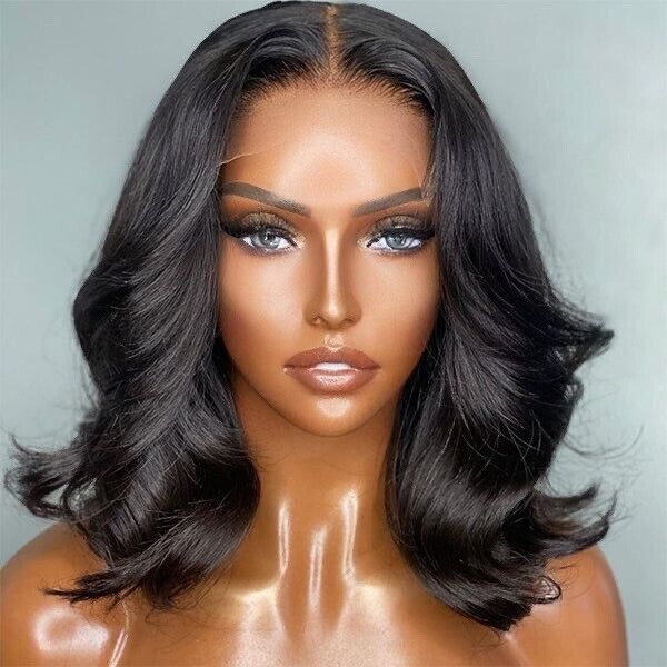 Womens Human Hair Wigs Glueless Wavy Short Full Lace Front Short Bob Wig UK-Human Hair Glueless Bob Wig-Chic Luxe Hair