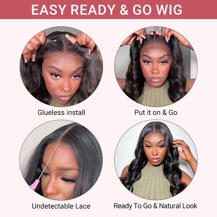 Human Hair Wigs Glueless Pre Cut Lace Front Wear Go Wavy Long Wig Women UK-Human hair wig-Chic Luxe Hair