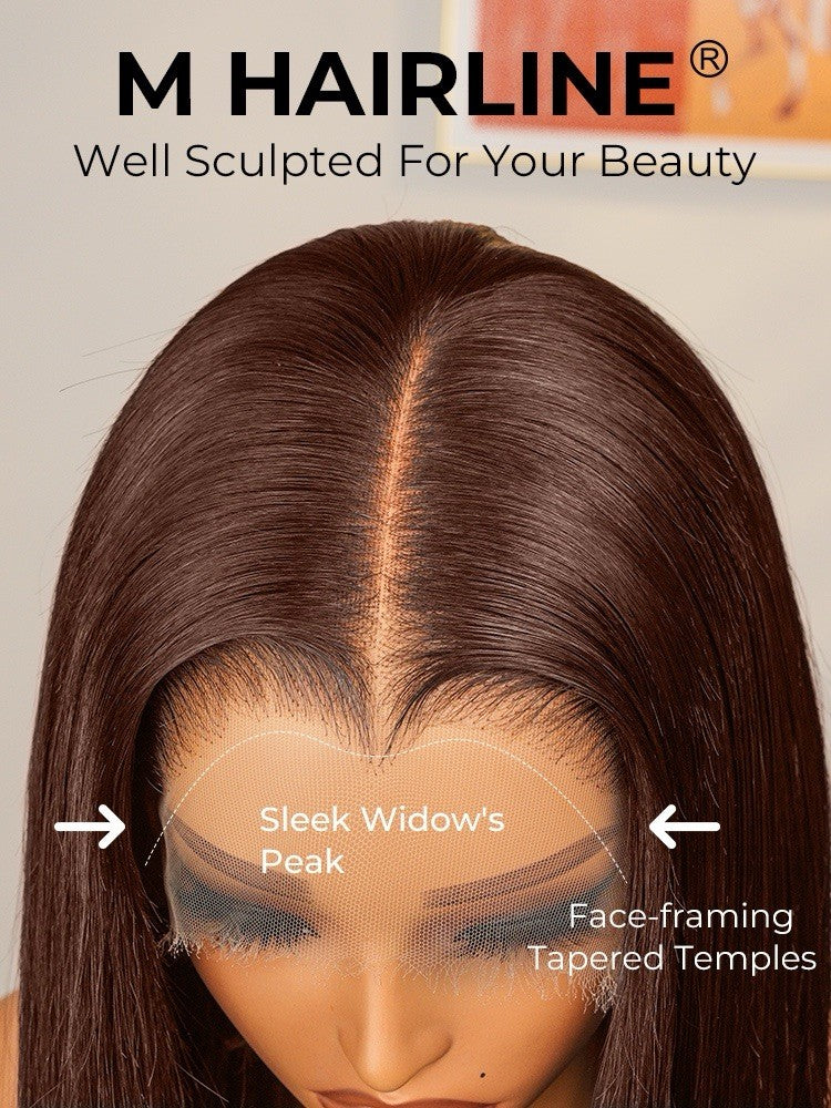 M Hairline Dark Brown Straight 13*6 Lace Front Wigs 250% Density