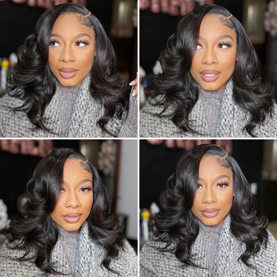 Womens Human Hair Wig Glueless Full Wavy Undetectable Lace Front Short Wigs UK-Human Hair Glueless Bob Wig-Chic Luxe Hair