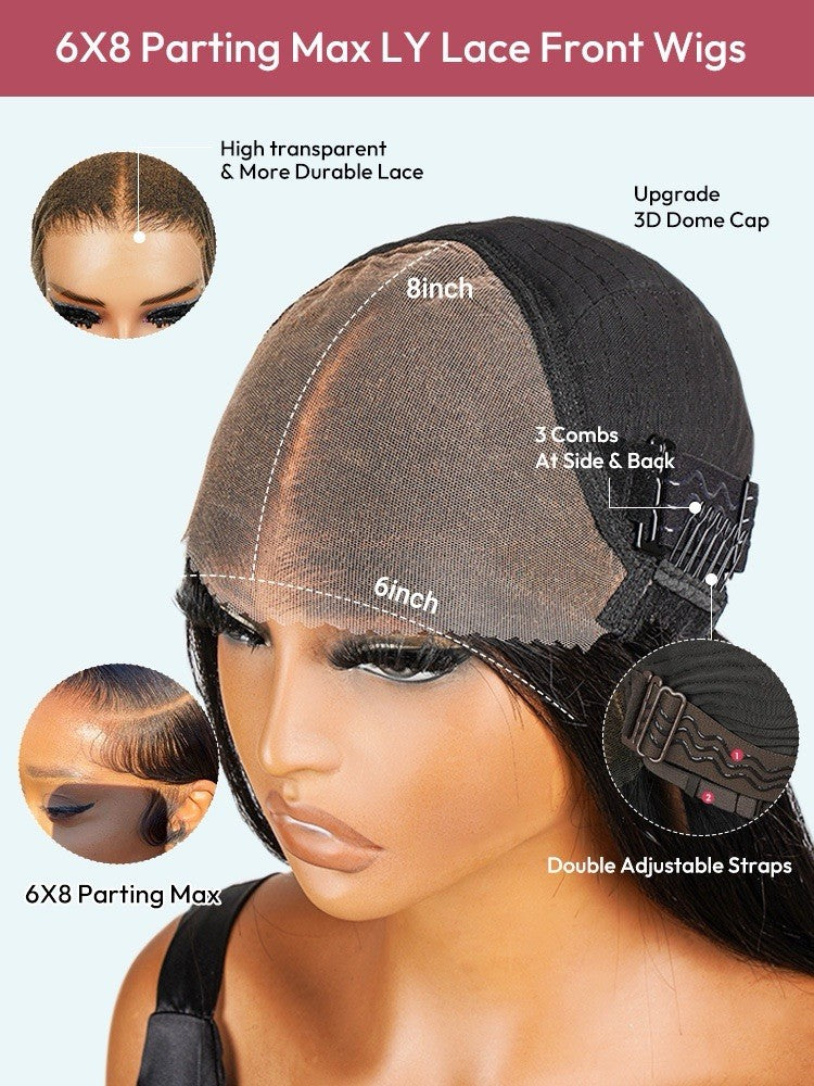 250% Density Ready To Go Bleached Pre Cut Lace Side Part Wavy Layer Cut Wig