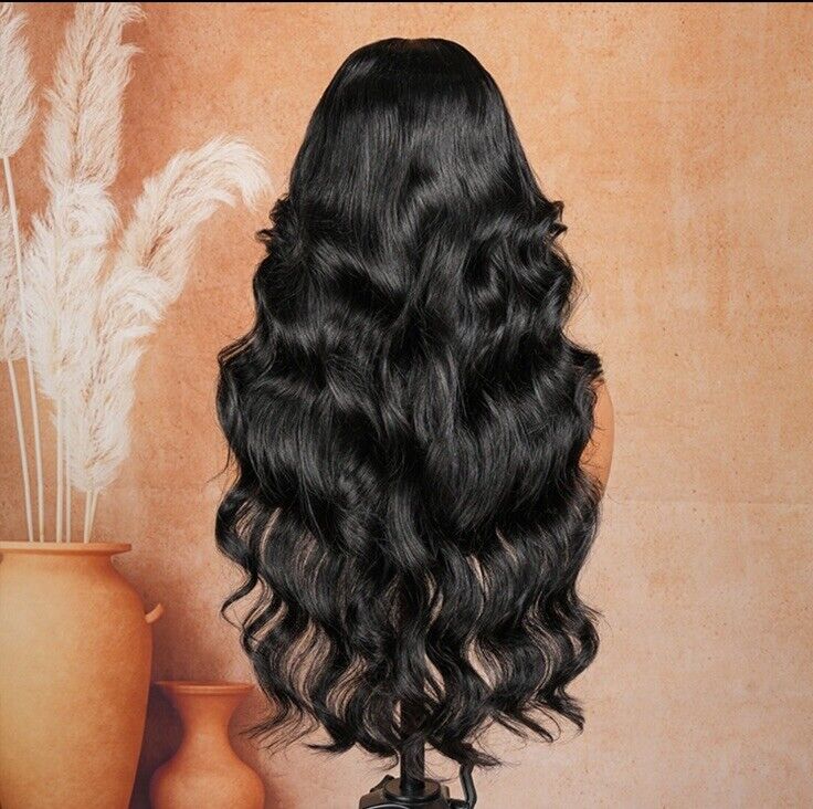 Human Hair Wigs Customised Glueless Wavy Full Density Lace Front Wig With Bangs-Human hair Glueless wig-Chic Luxe Hair