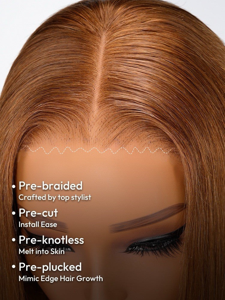250% Density Widows Peak M Hairline Silky Straight Pre Cut Lace Wig Glueless