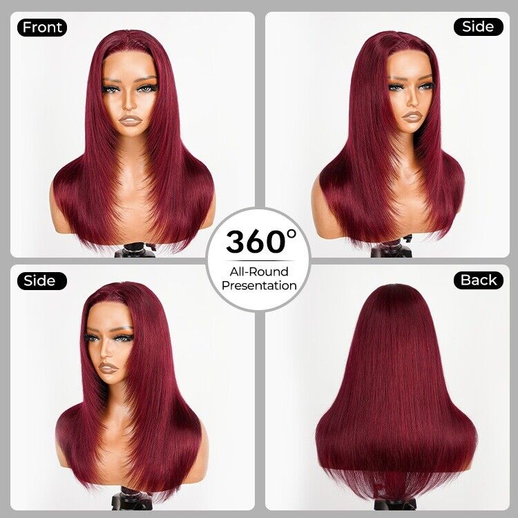 Human Hair Wigs Glueless Women Pre Cut Lace Straight Wear Go Layered Wig UK 99j-Human hair Glueless wig-Chic Luxe Hair