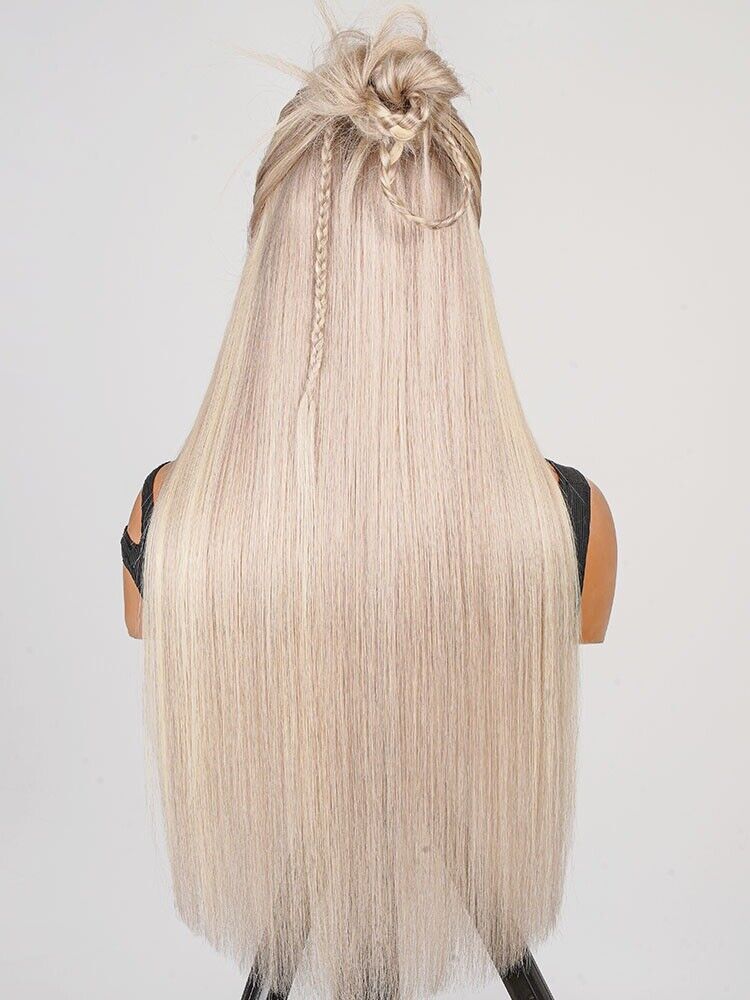 Human Hair Glueless Customised Pre Styled Blonde Highlights Lace Front Wig 250%-Human hair wig-Chic Luxe Hair