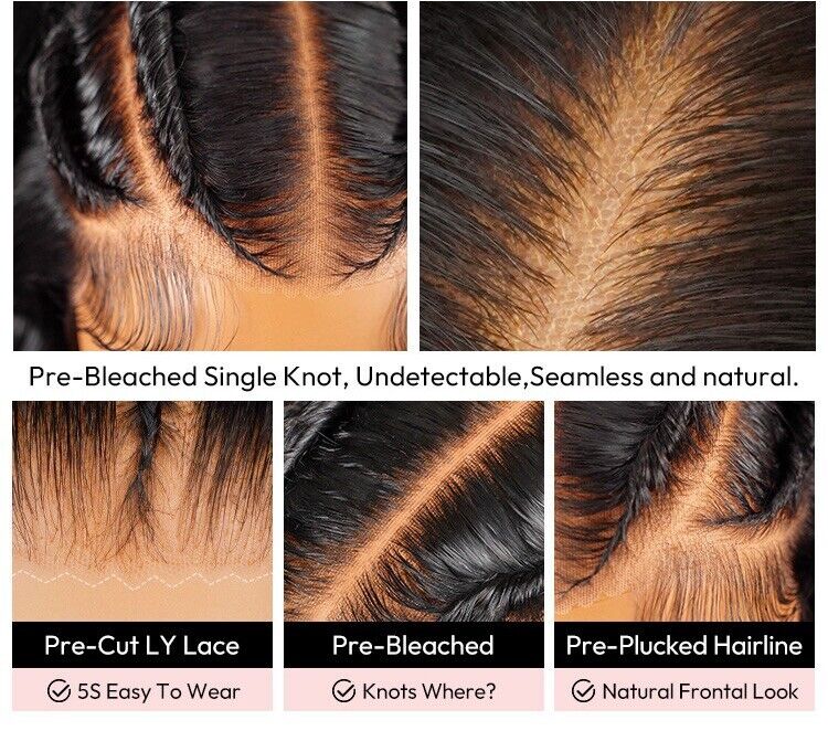 Human Hair Wigs Glueless Pre Styled Braided Lace Front Wear Go Wavy Wig Women UK-Human hair wig-Chic Luxe Hair