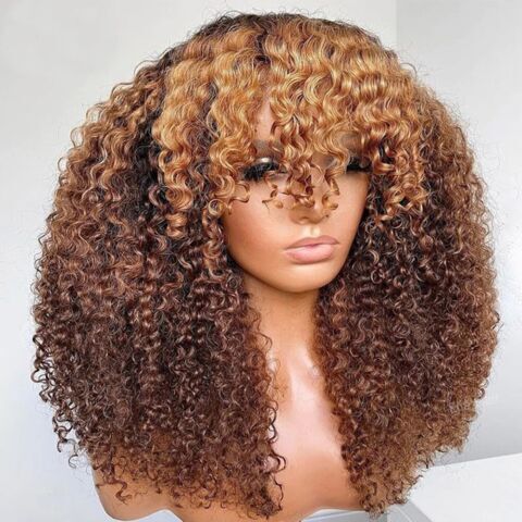 Human Hair Wigs Women Glueless Curly Short Long Wig With Bangs UK-Human hair Glueless wig-Chic Luxe Hair