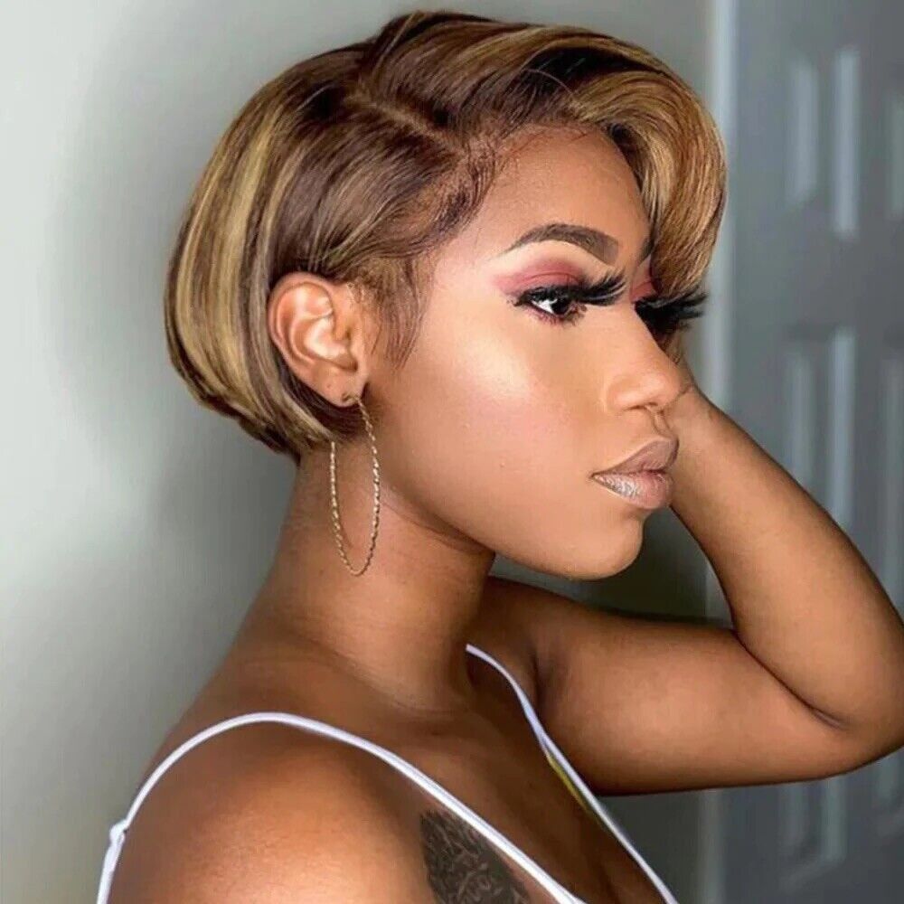 Women Human Hair Wig Wigs Glueless Wear & Go Lace Front Pixie Short Wig UK-Human Hair Glueless Bob Wig-Chic Luxe Hair