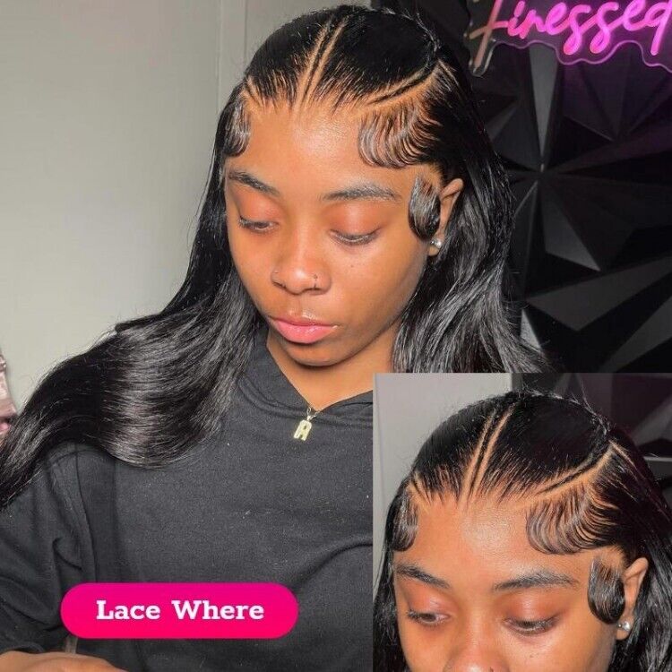 Women Human Hair Wigs Glueless Pre Cut Lace Front Straight Wear Go Long Wig UK-Human hair Glueless wig-Chic Luxe Hair