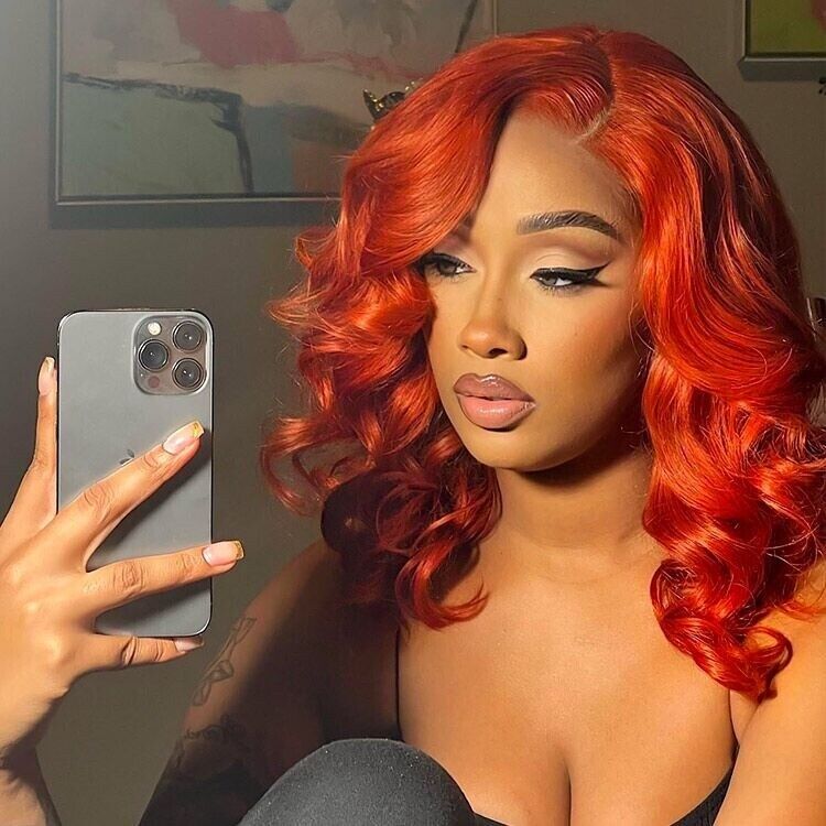 Human Hair Wigs Glueless Wavy Lace Front Cooper Red Blunt Short Bob Wig Women UK-Human Hair Glueless Bob Wig-Chic Luxe Hair