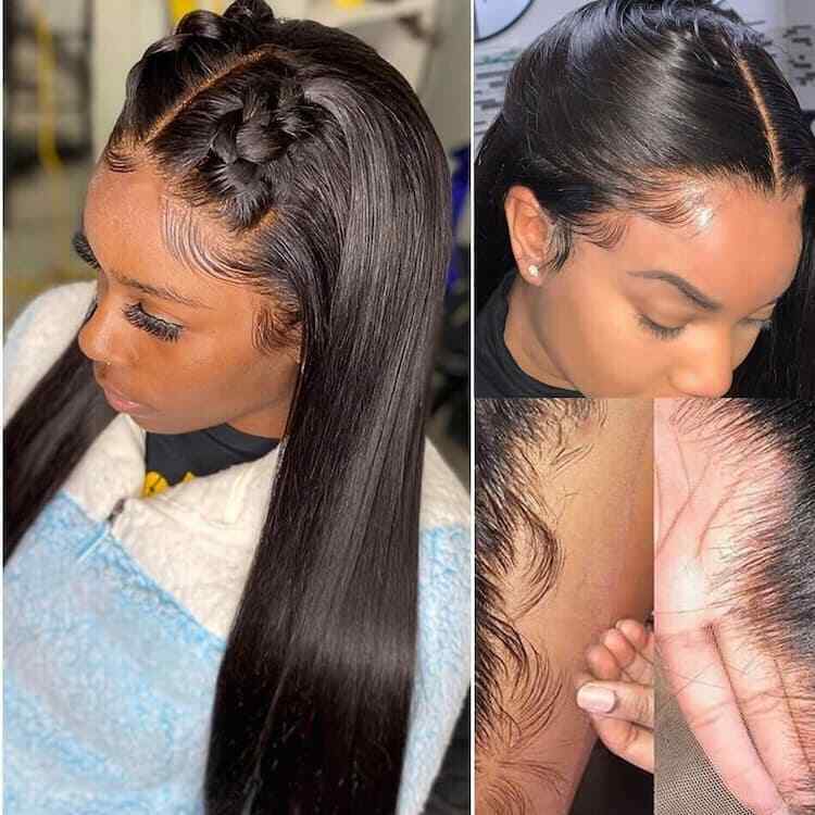 Women Human Hair Wigs Glueless Undetectable Full Lace Front Straight Long Wig UK-Human hair wig-Chic Luxe Hair