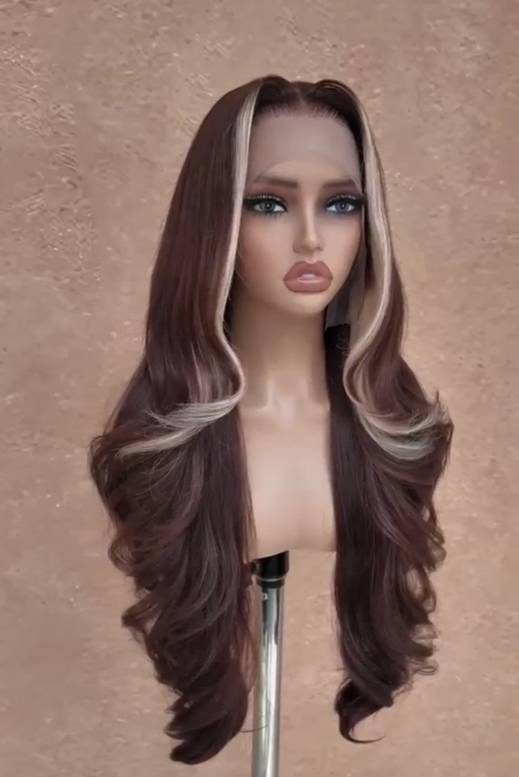 Layered Cut Wavy Pre Styled Human Hair Glueless 250% Density Wig Custom Colour
