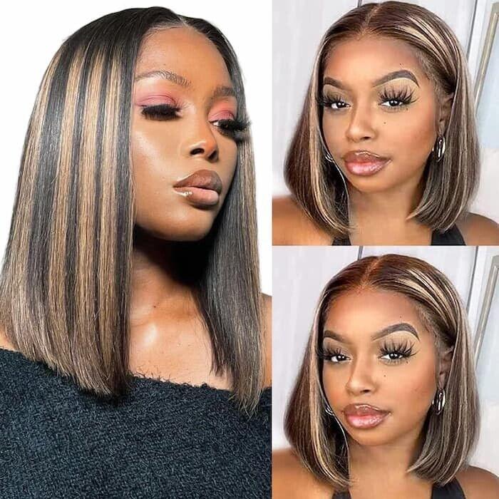 Glueless bob wig with highlights, pre-styled for effortless luxury and confidence
