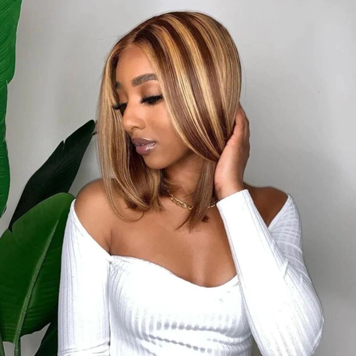 Women Human Hair Wig Bone Straight Lace Front Short Bob Wigs Piano Color UK-Human Hair Glueless Bob Wig-Chic Luxe Hair