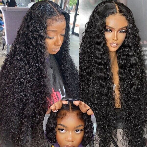 Women Human Hair Wigs Glueless Wear Go Pre Cut Lace Front Water Wave Long Wig UK-Human hair Glueless wig-Chic Luxe Hair