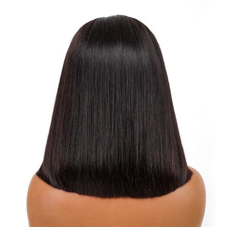 Short Bob With Bangs Human Hair Ready To Go Glueless Lace Front Wig-Human Hair Glueless Bob Wig-Chic Luxe Hair