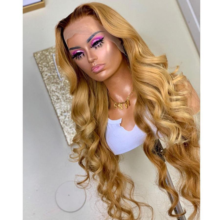 Women Human Hair Wig Full Lace Front Glueles Wavy Long Wigs UK Honey Blonde-Human hair wig-Chic Luxe Hair