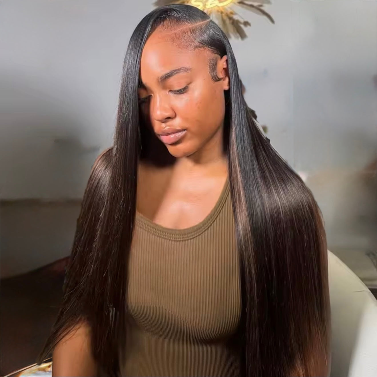 ChicLuxe Hair Pre Styled Highlight Ash Stripe Blonde Glueless 13x6 Lace Frontal Body Wave Straight Human Hair Wigs Invisible Lace Front Pre Plucked With Side Curtain Bangs 250% Density