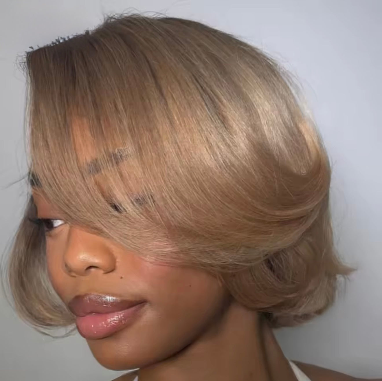 Raw Vietnamese Layered Cut Lace Front Glueless Bob Wig Ash with Brown Roots 13*6 Lace Front With Natural Hairline 250% Density