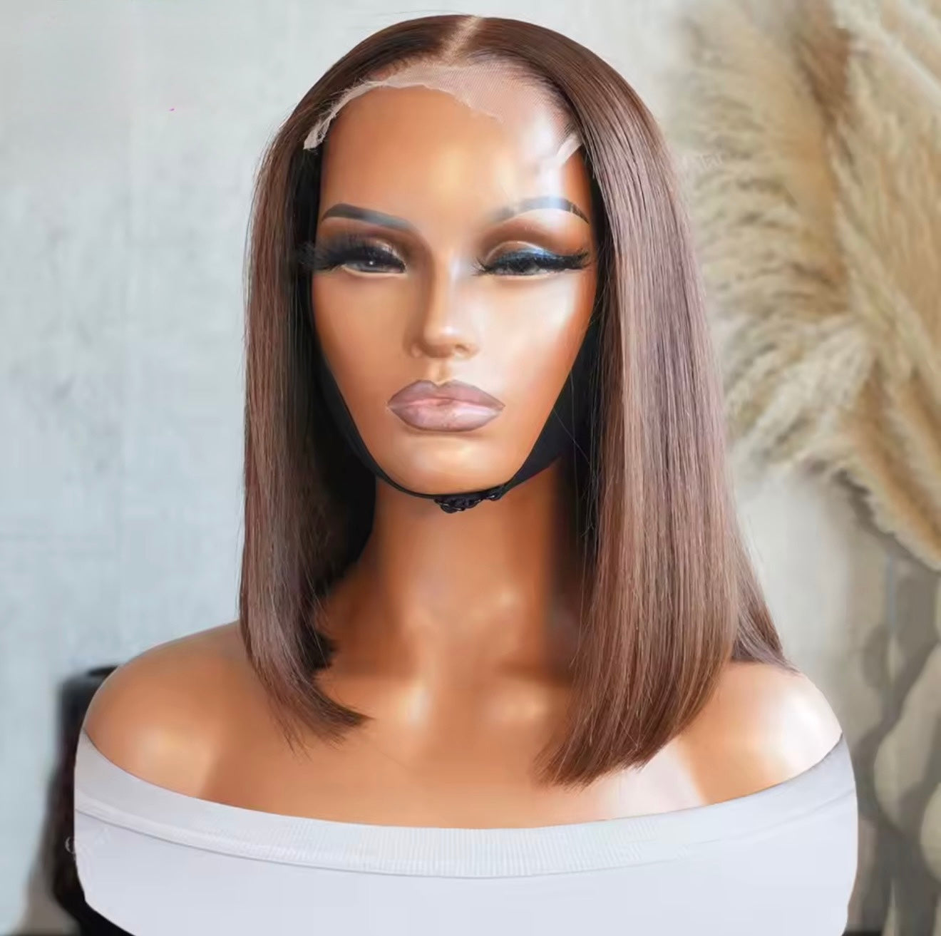 ChicLuxe Hair Milk Tea Brown Silky Straight Lace Front Glueless Bob Wig Short Bob Wig 5*5 Lace Front With Natural Hairline 250% Density
