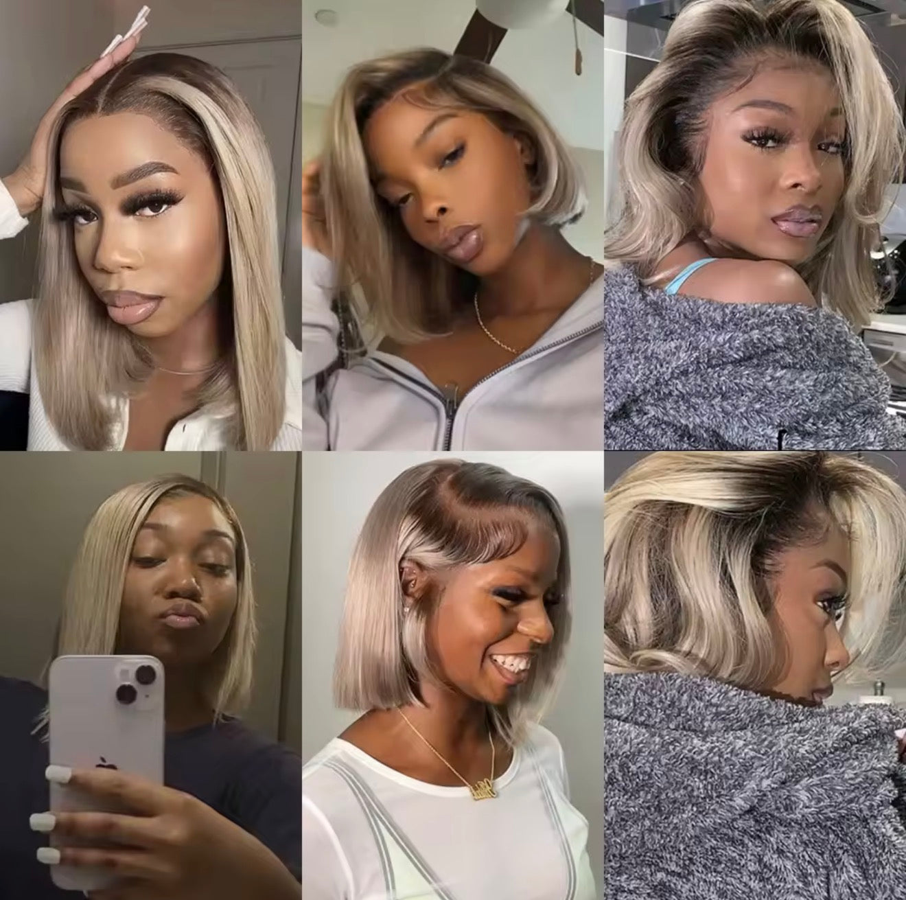 Raw Vietnamese Layered Cut Lace Front Glueless Bob Wig Ombre Brown Roots Blonde 13*6 Lace Front With Natural Hairline 250% Density