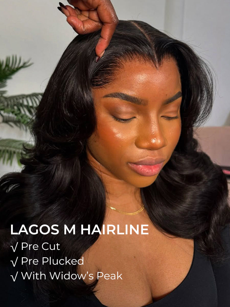 Chic Luxe Hair | M-Hairline Lagos Hairline Undetectable HD 7x7 Lace Body Wave Widows Peak Wig | 100% Human Hair | 250% Density