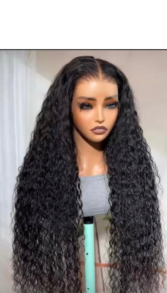 Raw Vietnamese Bouncy Curly Glueless Lace Front Wig 300% Density 32inch Wig