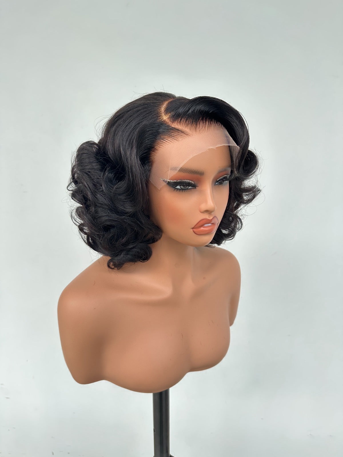 Chic Luxe Hair Glueless Pre Styled Ready To Wear Curly Short Bob Human Hair Lace Front Wig | 250% | 100% Human Hair