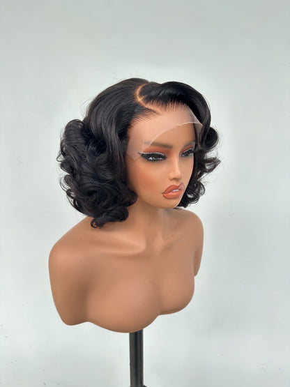 Chic Luxe Hair Glueless Pre Styled Ready To Wear Curly Short Bob Human Hair Lace Front Wig | 250% | 100% Human Hair