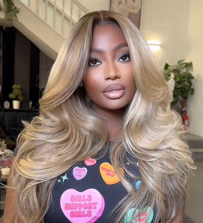 THE ADELINE 
Mocha Ash Blonde Melt Wave Wig