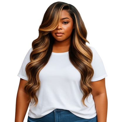 Raw Vietnamese Human Hair Glueless Lace Front Pre Styled Honey Blonde Wavy 250% Density Wig