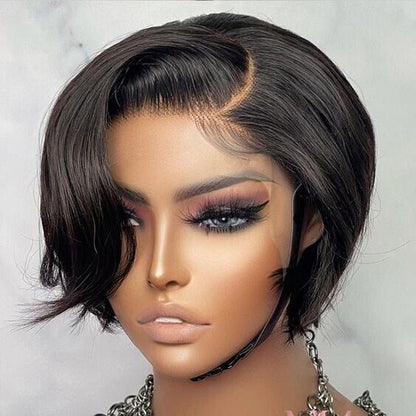 Human Hair Wig Wigs Glueless Women Wear & Go Lace Front Pixie Short Wig UK