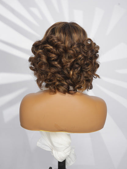 Glueless Pre Styled Ready To Wear Curly Short Bob Human Hair Lace Front Wig 200%