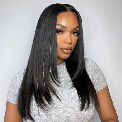 250% Straight Hair With Layers Shoulder Length Glueless Human Hair HD Lace Wig