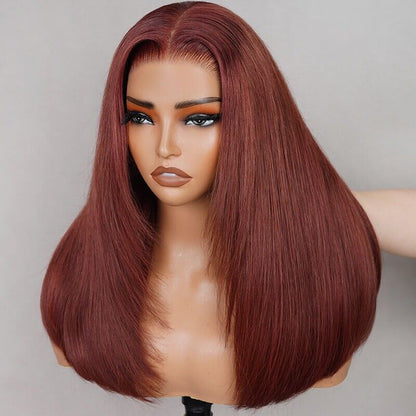 Human Hair Wigs Glueless Women Pre Cut Lace Straight Wear Go Layered Wig UK