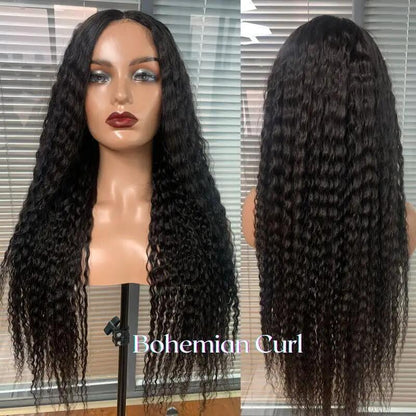 Women Human Hair Wig Glueless Bohemian Curly Full Lace Front Long Short Wigs UK