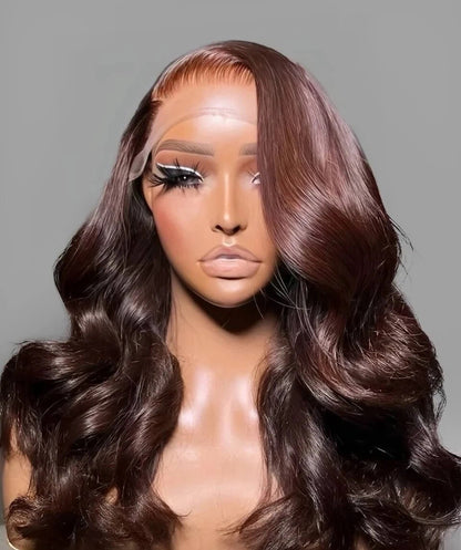 Side Part Loose Body Wave 13x6 HD Lace Frontal Wig Chocolate Brown Human Hair