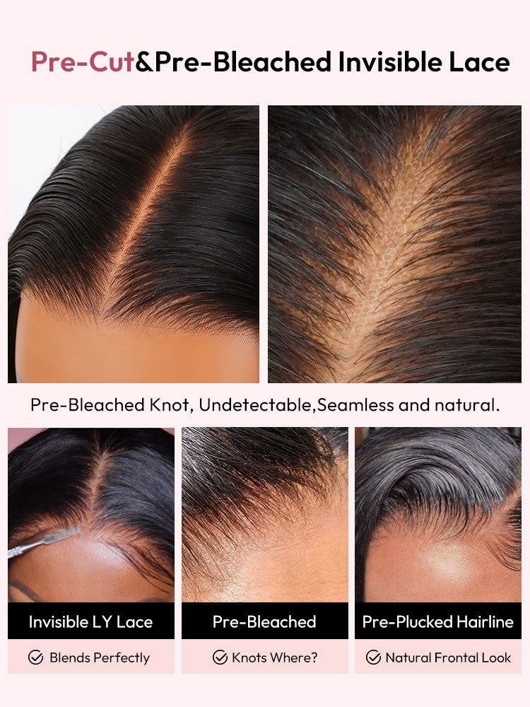 Pre Styled Ready To Wear Yaki Straight Human Hair 300%  Density Glueless  Wig 