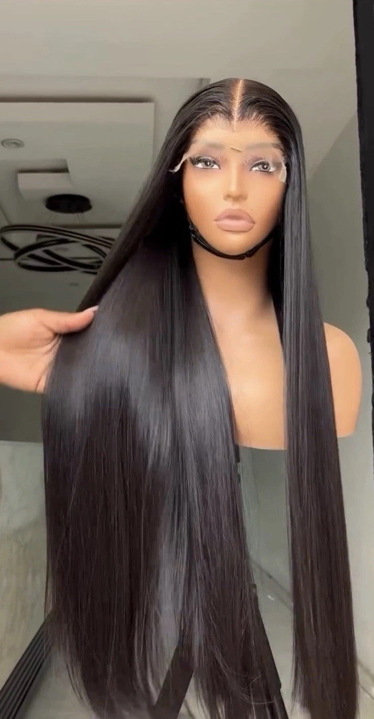 Raw Vietnamese SDD Bone Straight Glueless Lace Front Wig 300% Density 30inch Wig
