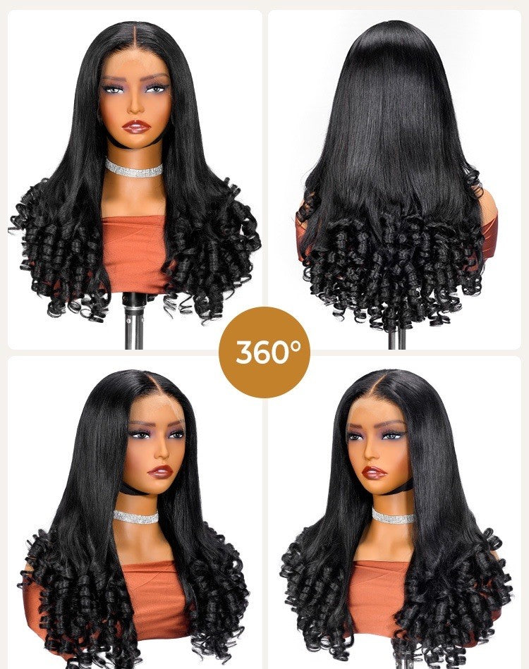 Pre Styled Straight Hairstyle With Curly Ends 13x4 Lace Front Wig