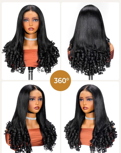 Pre Styled Straight Hairstyle With Curly Ends 13x4 Lace Front Wig
