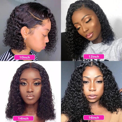 Womens Human Hair Wigs Glueless Full HD Lace Front Jerry Curly Short Long Wig UK