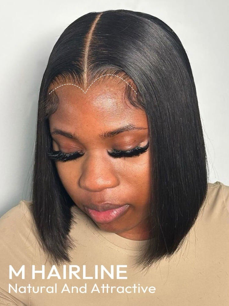 M Hairline Ready To Go Glueless Straight Short Cut Bob Wigs Human Hair