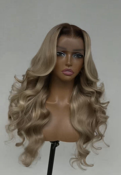 Pre Styled Bouncy Wavy Human Hair Glueless 250% Full  Density Wig 