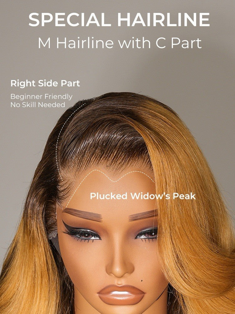 Highlights Body Wave Amber Cocoa M Hairline With Widow's Peak 13x6 Lace Wig