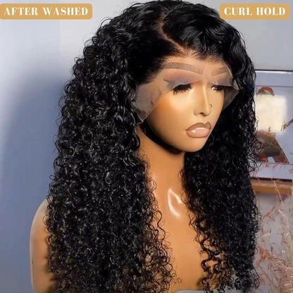 250% Density Glueless Kinky Curly Wave Pre-Plucked& Bleached Lace Front Wig