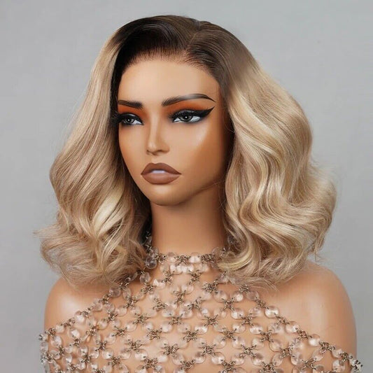 Human Hair Wigs Glueless Women Lace Front Straight Wear And Go Short Wig UK